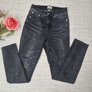 J.‎ Crew 9" High-Rise Toothpick Jeans Black Wash Denim Slim Size 25
